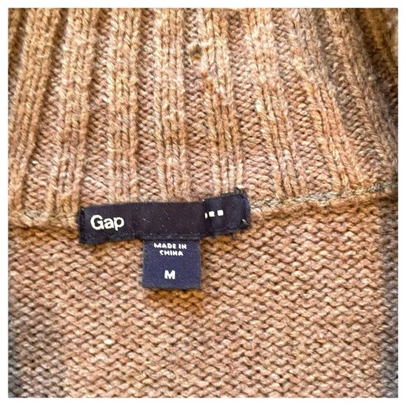 Gap Men's Knitted Pull Over Mock Neck Half Zip Up Sweater Brown M Medium - Picture 7 of 9